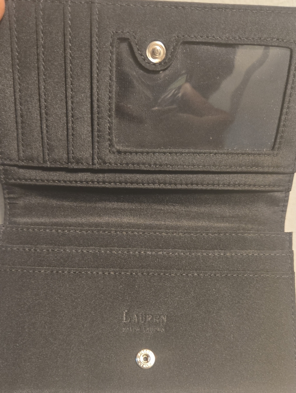 Lauren Ralph Lauren Black Nylon Wallet with Metal Snap - Picture 3 of 10